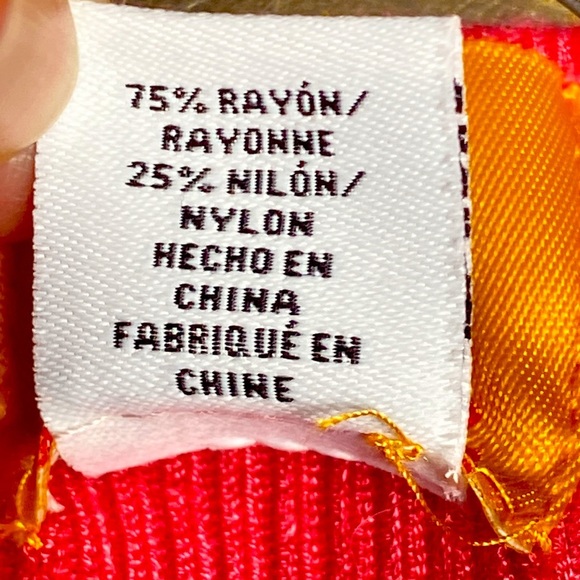 Ruby Red Salmon Pink Beautifully Embellished Neckline Rayon/Nylon Blend Tank Top - Picture 8 of 10